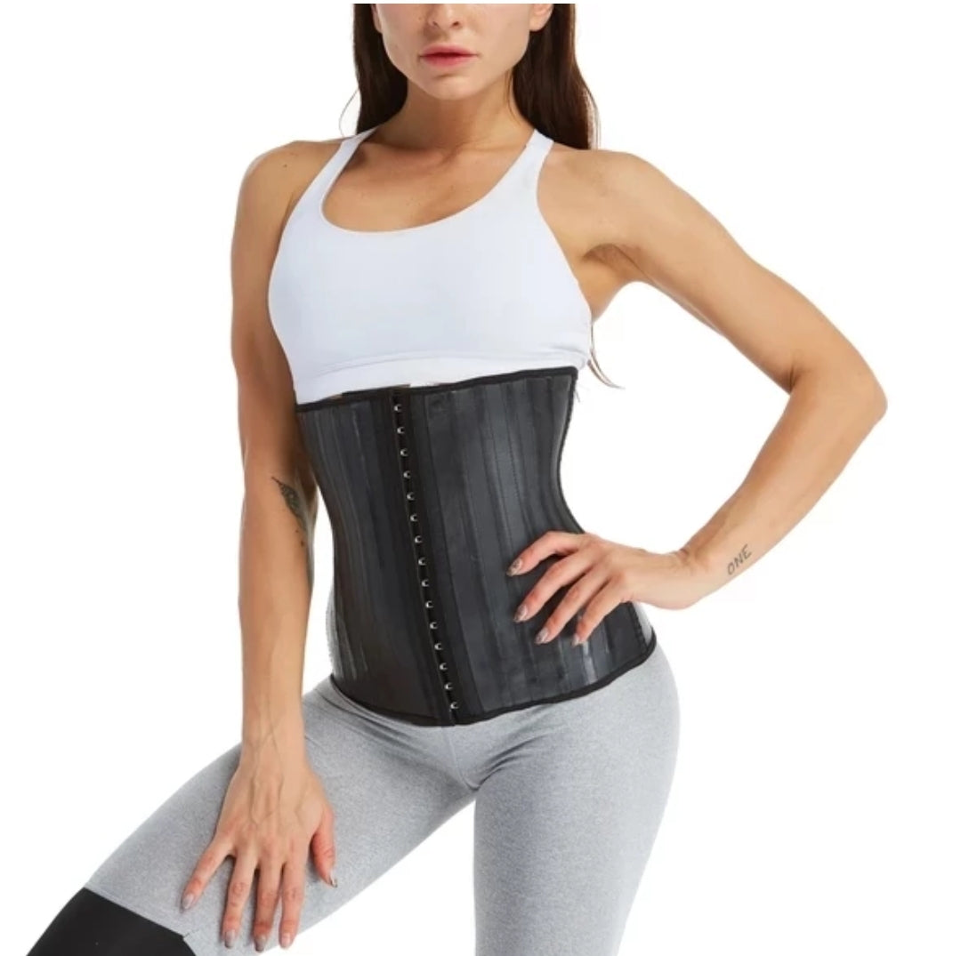 Waist Trainer 25 Steel Boned Breathable Latex - Black