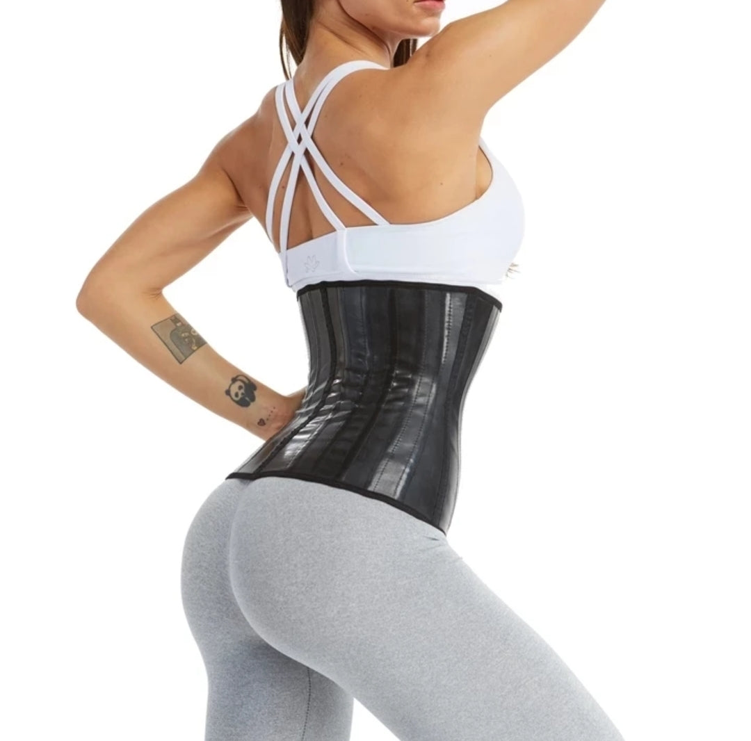 Waist Trainer 25 Steel Boned Breathable Latex - Black