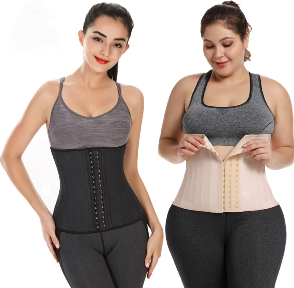 Waist Trainer 25 Steel Boned Breathable Latex - Black
