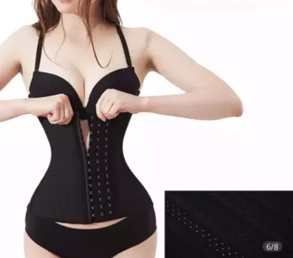 Waist Trainer 25 Steel Boned Breathable Latex - Black