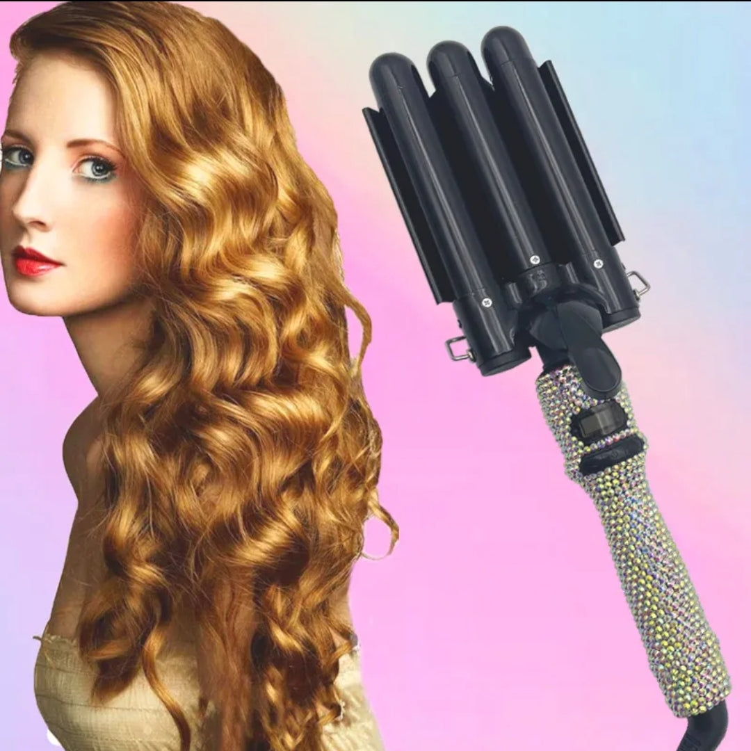 Rhinestone Rhinestone Ceramic Tripple Barrel Hair Iron